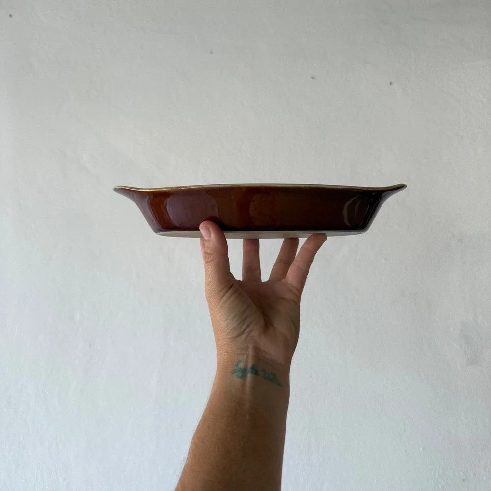 Brown Oval Serving Platters‎ Set of 2 Ceramic Oven To Table Bakeware